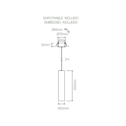 Lampada Sospesa da Incasso in Alluminio Bianco o Nero, 2 Pezzi - Rebolla