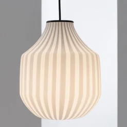 Lampada Sospesa Design Tondeggiante in Vetro Bianco in Filigrana - Caravan