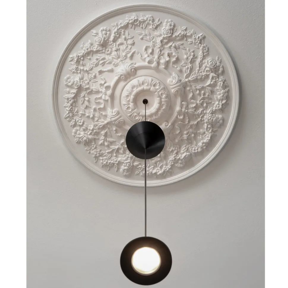 Lampada Sospesa di Design in Gesso bianco e Alluminio Nero 2 Coni - Tesera