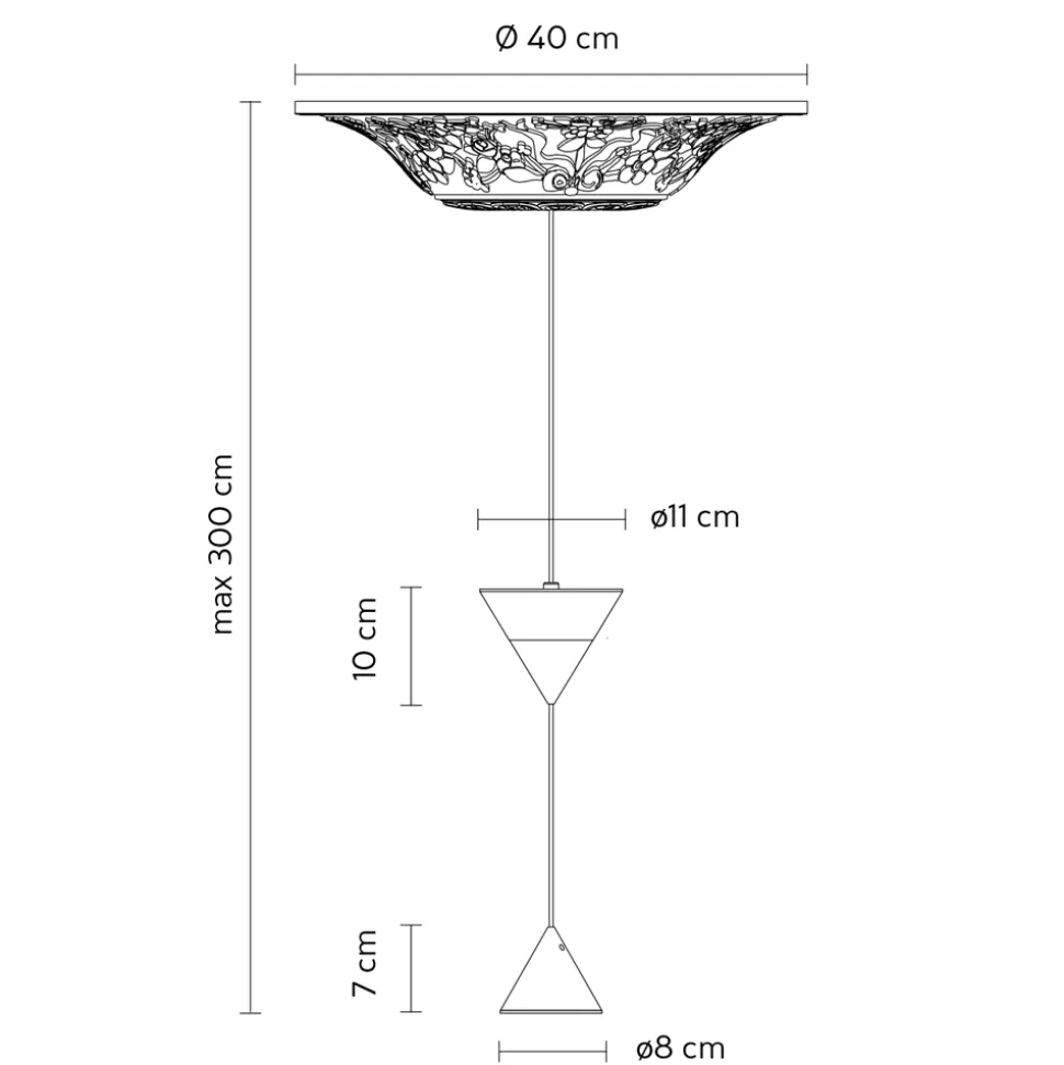 Lampada Sospesa di Design in Gesso bianco e Alluminio Nero 2 Coni - Tesera