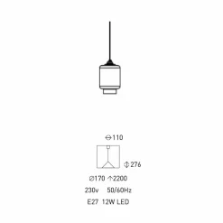 Lampada Sospesa di Design in Metallo e Vetro Trasparente Made in Italy - Clizia
