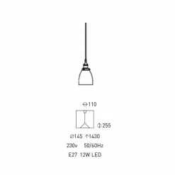 Lampada Sospesa di Design in Metallo e Vetro Trasparente Made in Italy - Clizia