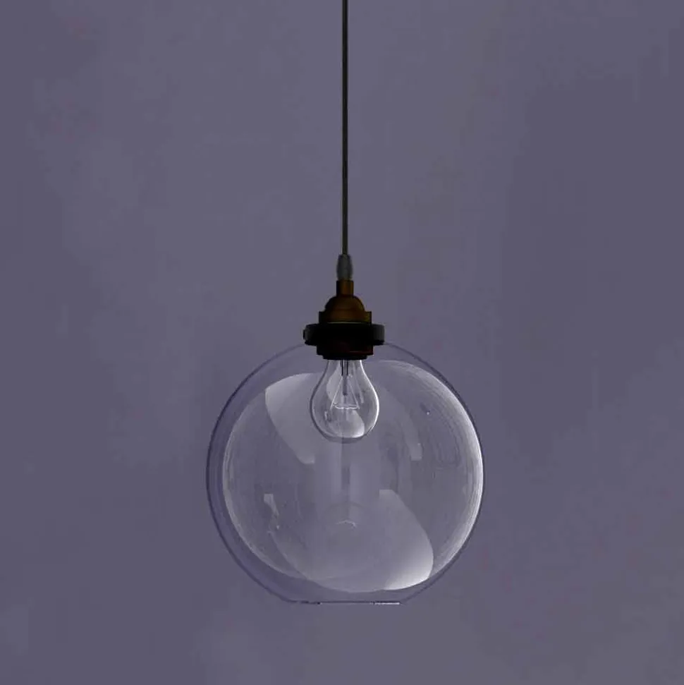 Lampada Sospesa di Design in Metallo e Vetro Trasparente Made in Italy - Clizia