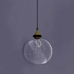 Lampada Sospesa di Design in Metallo e Vetro Trasparente Made in Italy - Clizia