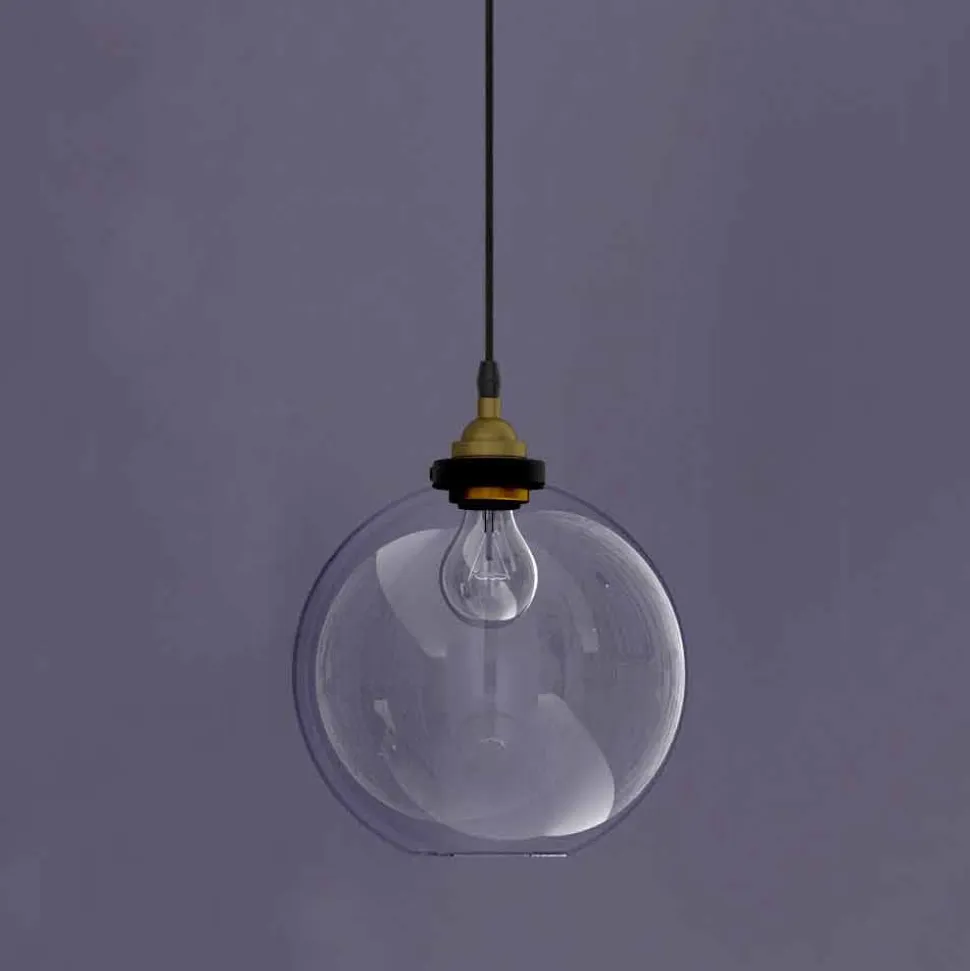 Lampada Sospesa di Design in Metallo e Vetro Trasparente Made in Italy - Clizia
