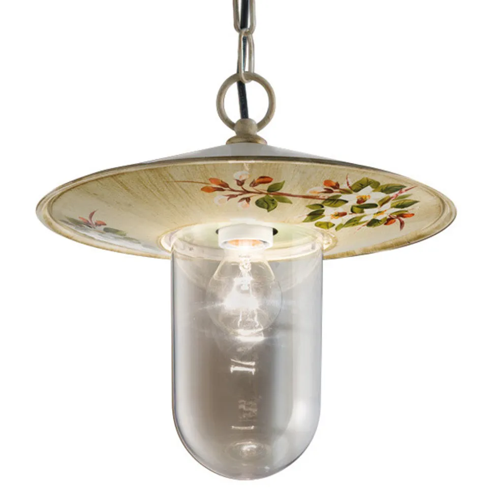 Lampada Sospesa Esterno in Alluminio Decoro Fiori Dipinto a Mano - Genova