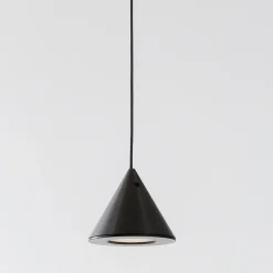Lampada Sospesa Filo Alluminio Nero Cono Piccolo Design Minimale - Mercado