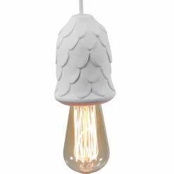 Lampada Sospesa in Ceramica Bianca Opaca con Scoiattolo e Ghianda - Scoiattolo