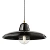Lampada Sospesa in Ceramica Nera e Ferro Design Vintage Industriale - Bew
