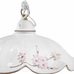 Lampada Sospesa in Ferro e Ceramica Ondulata Decorata a Mano - Belluno