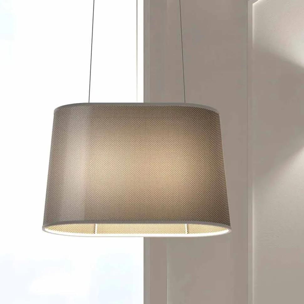 Lampada Sospesa in Metallo con Paralume in Rete o Lino Made in Italy - Jump