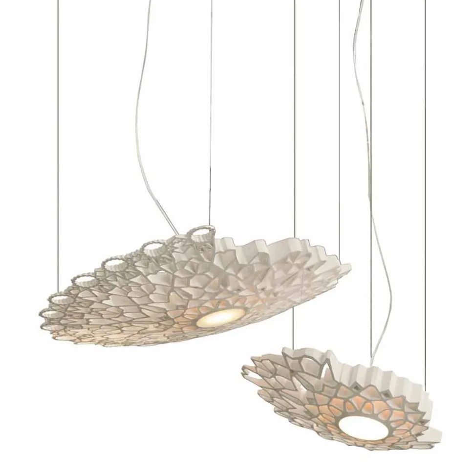 Lampada Sospesa in Tecnopolimero Bianco di Design 2 Dimensioni - Cattedrale