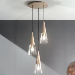 Lampada Sospesa in Vetro Soffiato con Struttura in Metallo - Trentino