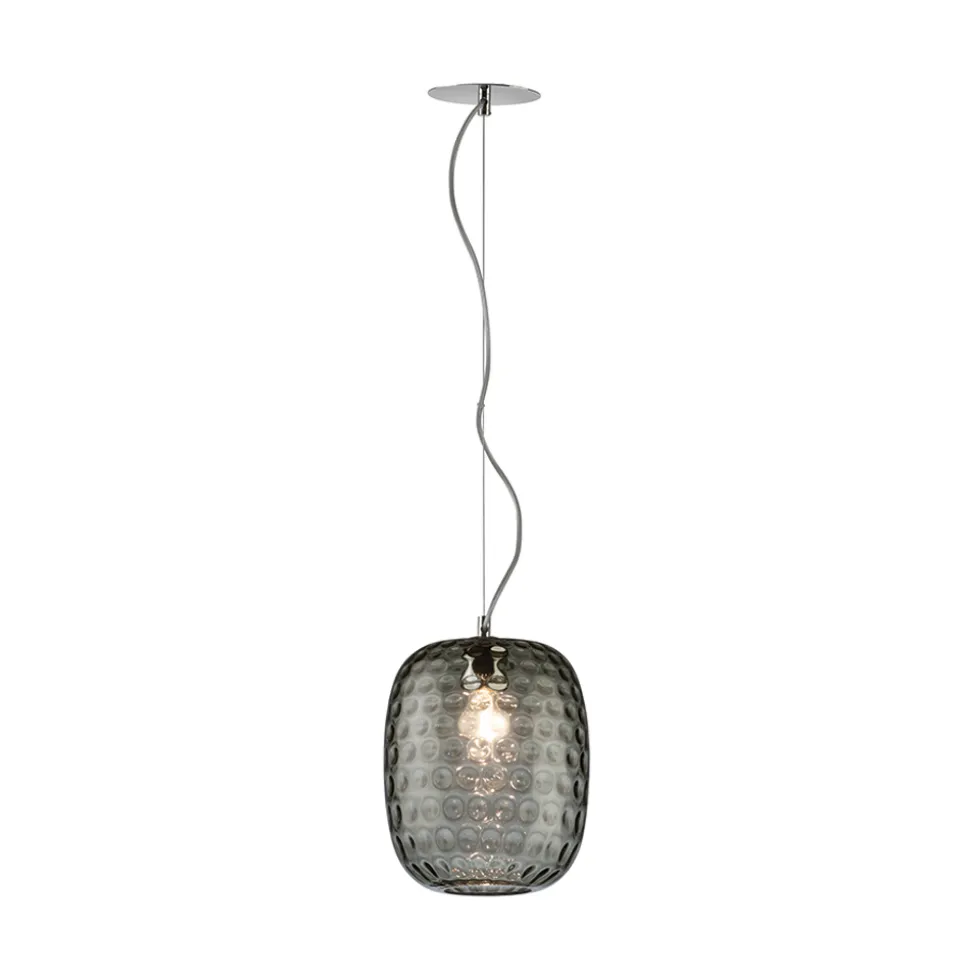 Lampada Sospesa in Vetro Veneziano e Metallo Cromato Made in Italy - Calima