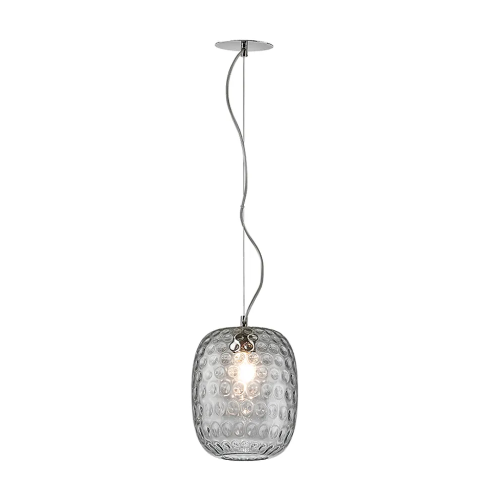 Lampada Sospesa in Vetro Veneziano e Metallo Cromato Made in Italy - Calima