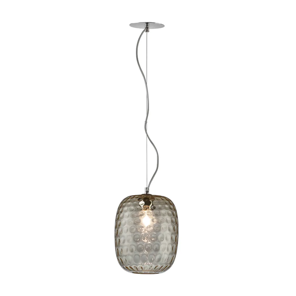 Lampada Sospesa in Vetro Veneziano e Metallo Cromato Made in Italy - Calima