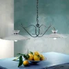 Lampada Sospesa Lineare 2 Luci Ceramica Effetto Ricamo Artigianale - Ravenna
