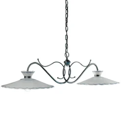 Lampada Sospesa Lineare 2 Luci Ceramica Effetto Ricamo Artigianale - Ravenna