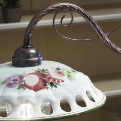 Lampada Sospesa 2 Luci in Ceramica Fatta a Mano con Passanastri - Napoli