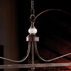 Lampada Sospesa 3 Luci Vintage Ceramica e Ferro Fatta a Mano - Alessandria