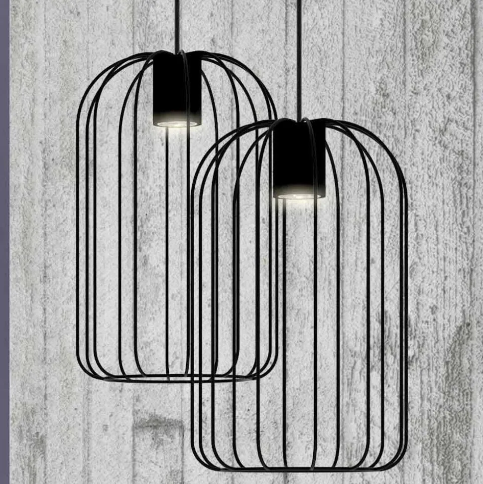 Lampada Sospesa Moderna con Struttura in Filo Metallico Made in Italy - Gabbia