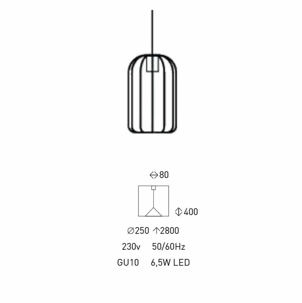 Lampada Sospesa Moderna con Struttura in Filo Metallico Made in Italy - Gabbia