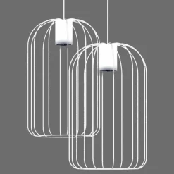 Lampada Sospesa Moderna con Struttura in Filo Metallico Made in Italy - Gabbia