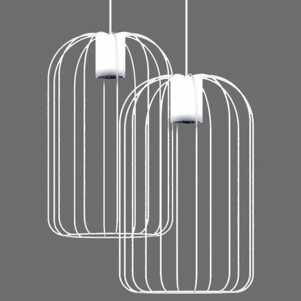 Lampada Sospesa Moderna con Struttura in Filo Metallico Made in Italy - Gabbia