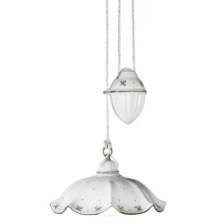 Lampada Sospesa Saliscendi in Ceramica Ondulata Decorata a Mano - Belluno