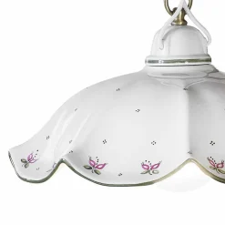 Lampada Sospesa Saliscendi in Ceramica Ondulata Decorata a Mano - Belluno