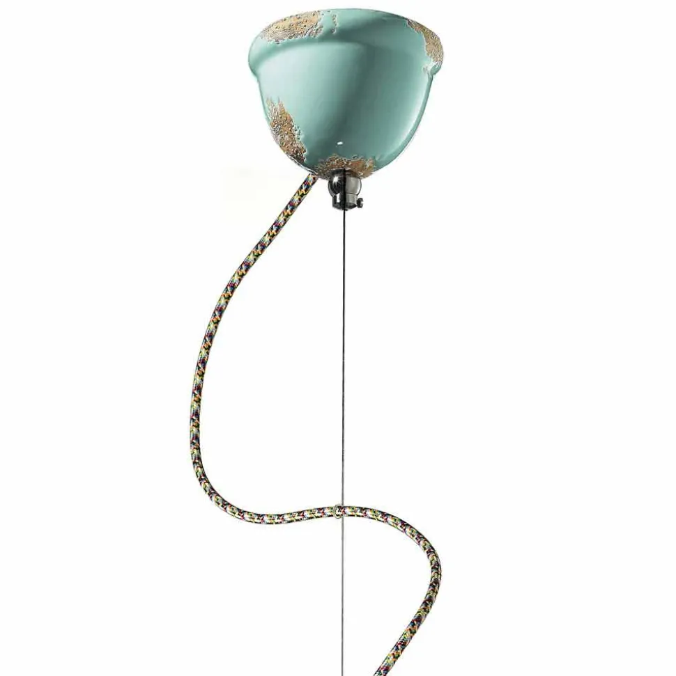 Lampada stile retrò a sospensione artigianale Ferroluce