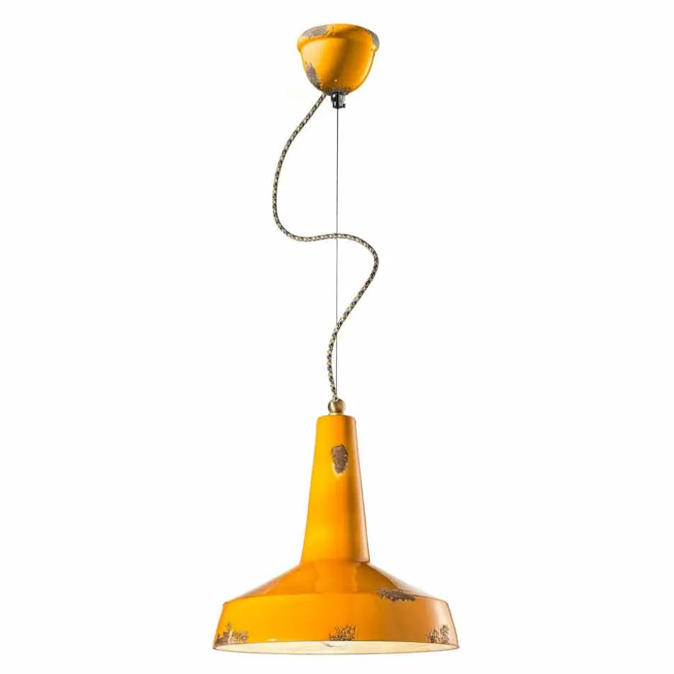 Lampada stile retrò a sospensione artigianale Ferroluce
