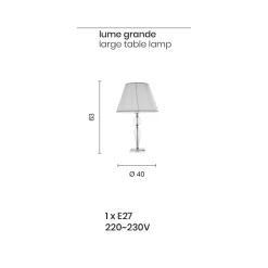 Lampada Tavolo Classica in Vetro Fatto a Mano Rigaton e Metallo - Fievole