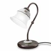 Lampada Tavolo in Ferro, Vetro e Ceramica Dipinta a Mano Vintage - Ferrara