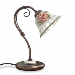 Lampada Tavolo in Metallo e Ceramica Fatta a Mano con Passanastri - Napoli