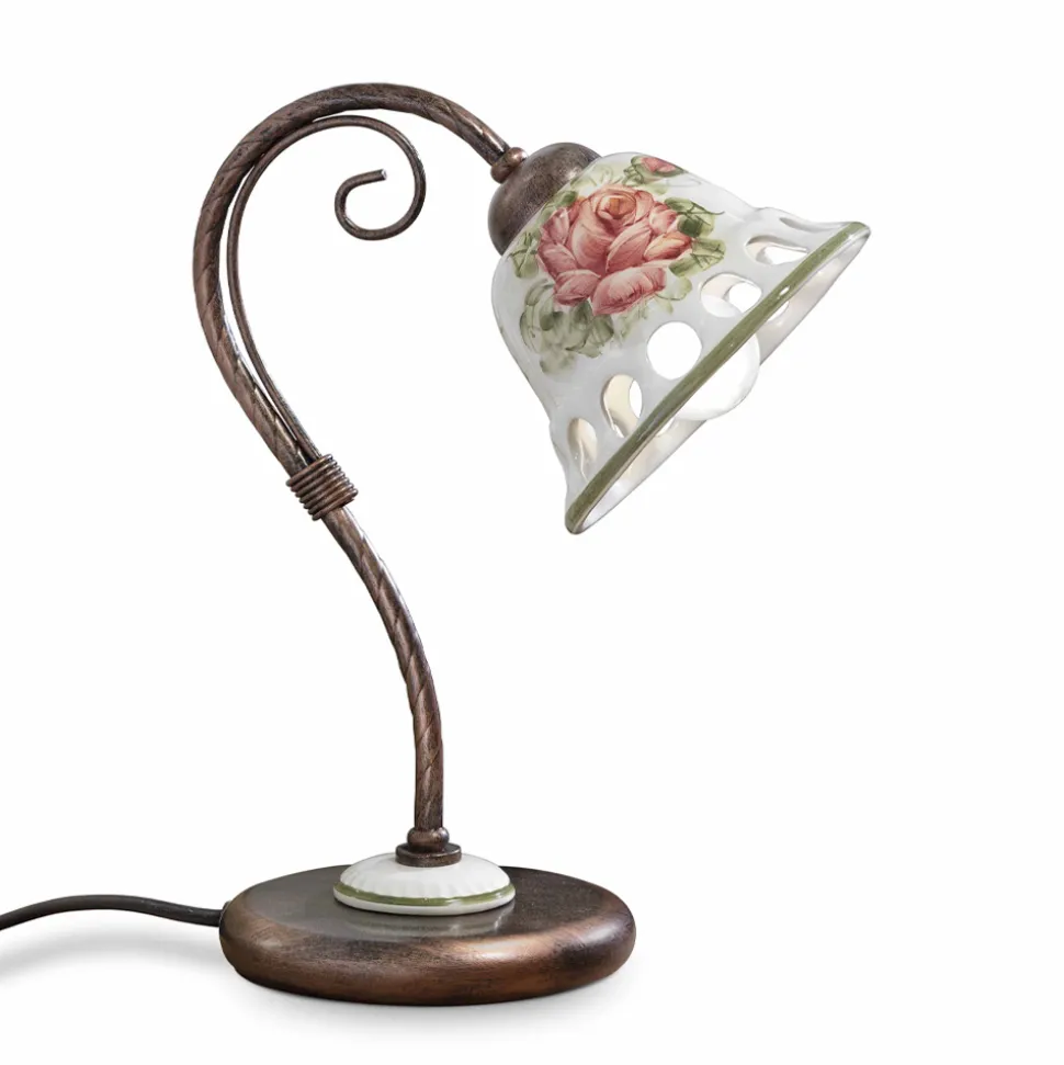Lampada Tavolo in Metallo e Ceramica Fatta a Mano con Passanastri - Napoli