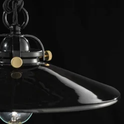 Lampada vintage a sospensione in ceramica lucida e viti dorate Betty