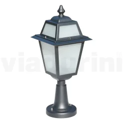 Lampioncino da Giardino in Alluminio Antracite e Vetro Sabbiato - Elric