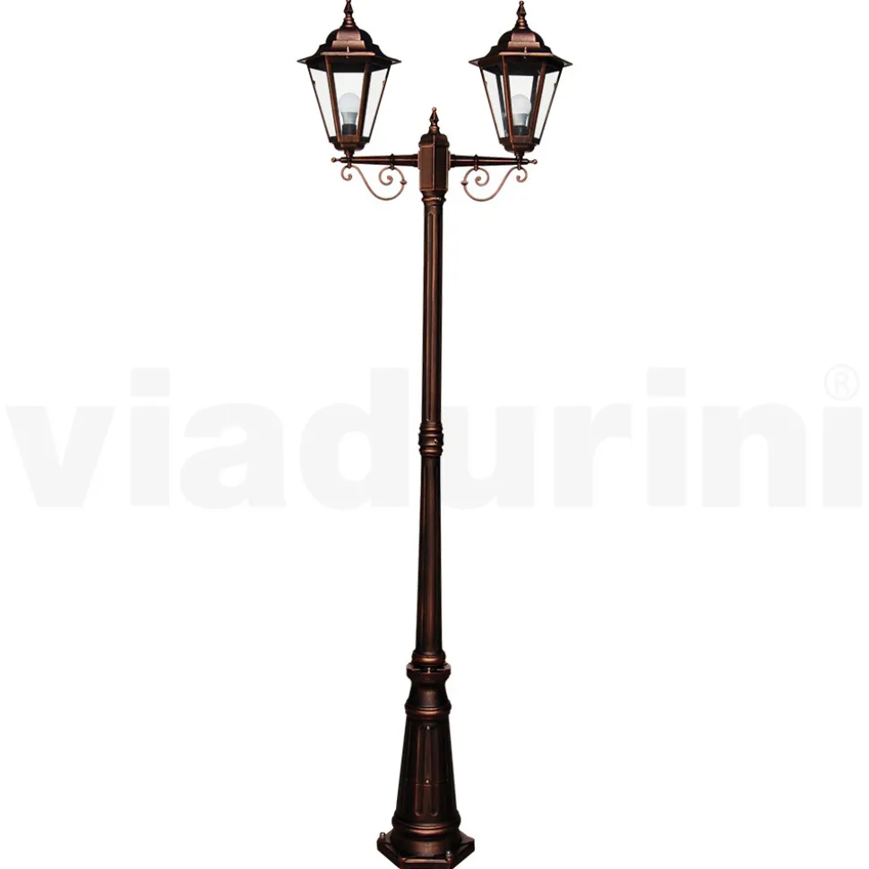 Lampione Alto 221 cm da Giardino in Vetro e 5 Finiture di Alluminio - Pinako