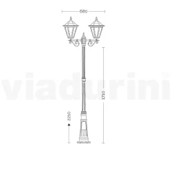 Lampione Alto 221 cm da Giardino in Vetro e 5 Finiture di Alluminio - Pinako