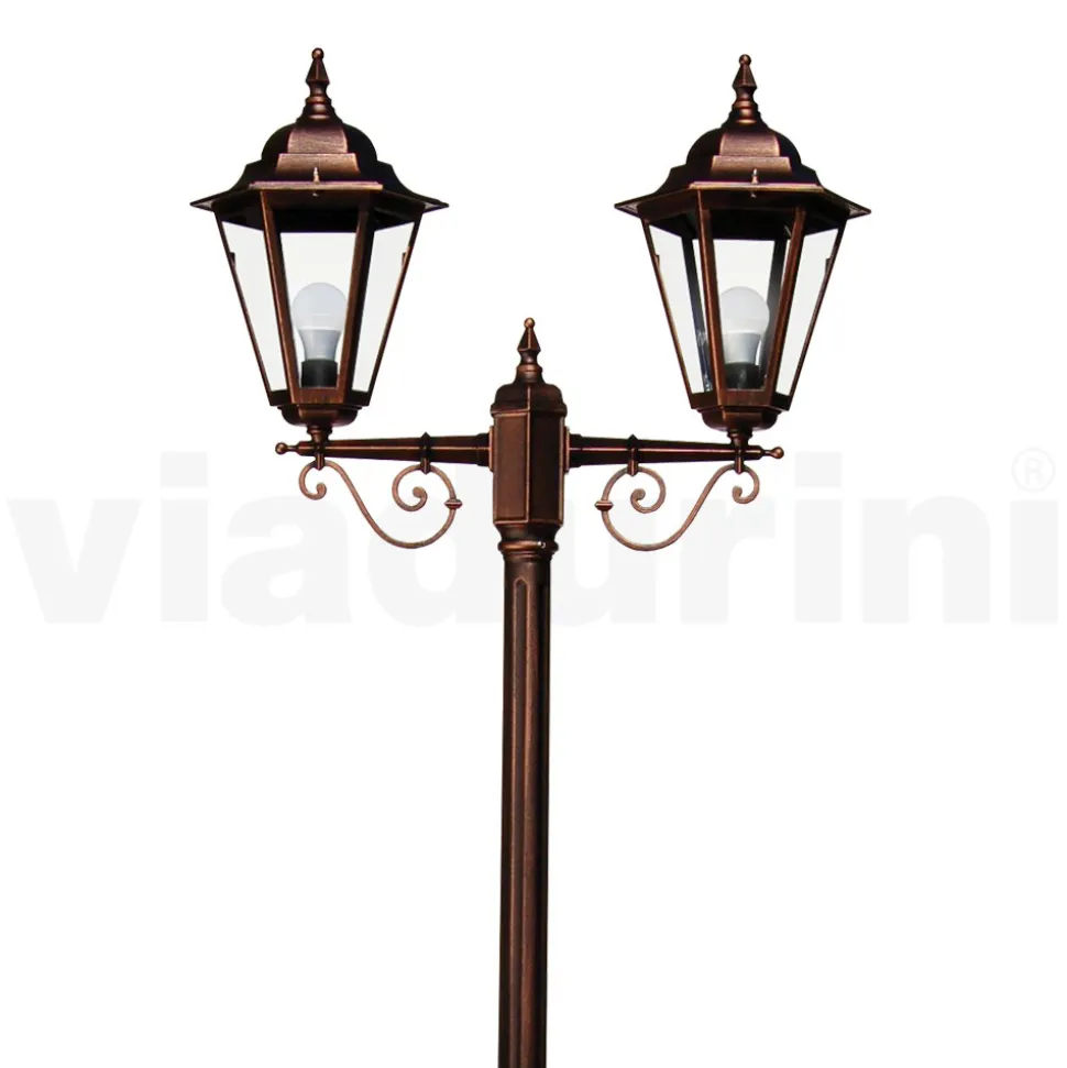 Lampione Alto 221 cm da Giardino in Vetro e 5 Finiture di Alluminio - Pinako