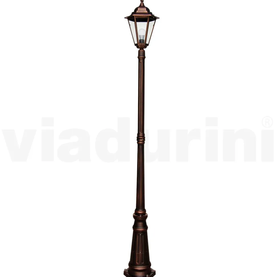 Lampione Alto 215 cm da Giardino in Vetro e 5 Finiture di Alluminio - Pinako