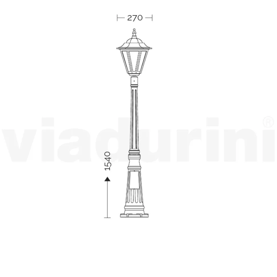 Lampione Alto 154 cm da Giardino in Vetro e 5 Finiture di Alluminio - Pinako