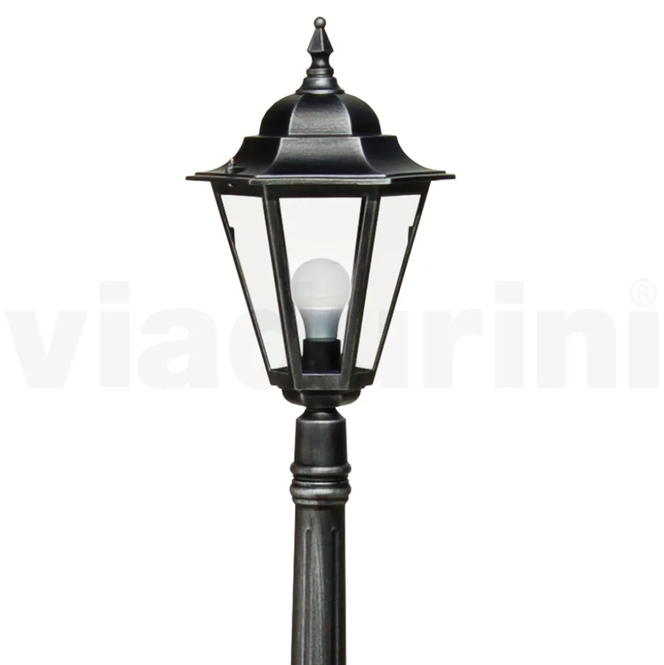 Lampione Alto 154 cm da Giardino in Vetro e 5 Finiture di Alluminio - Pinako