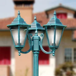 Lampione Alto 211 cm da Giardino in Vetro e 5 Finiture di Alluminio - Pinako