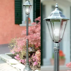Lampione Alto 179 cm da Giardino in Vetro e 5 Finiture di Alluminio - Pinako