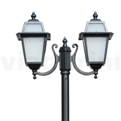 Lampione Alto 238 cm da Giardino in Alluminio Antracite e Vetro Sabbiato - Elric