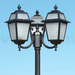 Lampione Alto 208 cm da Giardino in Alluminio Antracite e Vetro Sabbiato - Elric