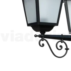 Lampione Alto 219 cm da Giardino in Alluminio Antracite e Vetro Sabbiato - Elric