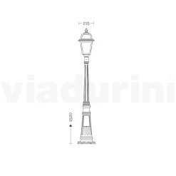 Lampione Alto 152 cm da Giardino in Alluminio Antracite e Vetro Sabbiato - Elric